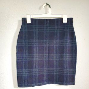 Green Plaid Wool Skirt